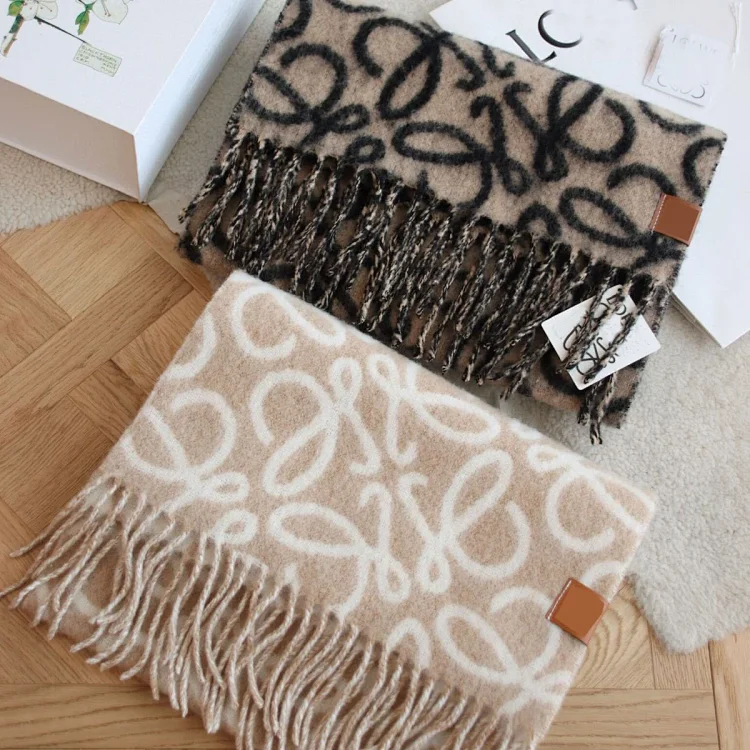 LOEWE Jacquard double-sided cashmere scarf