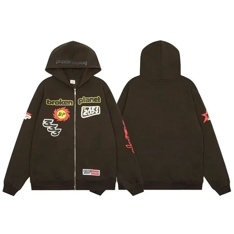 broken planet Zippered hoodie jacket